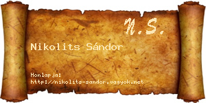 Nikolits Sándor névjegykártya